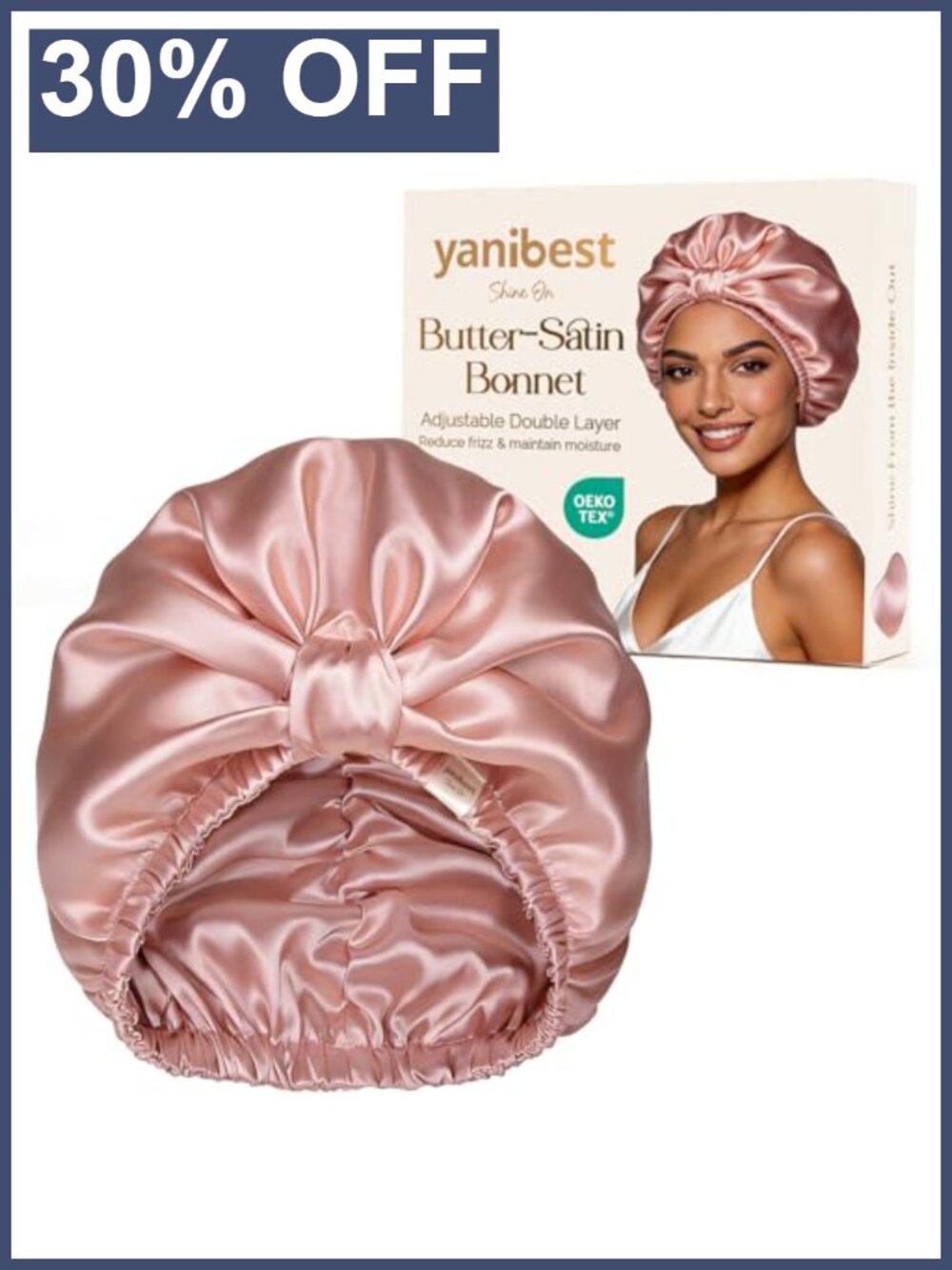 Adjustable Satin Sleep Bonnet for Natural Hair One Size Breathable
